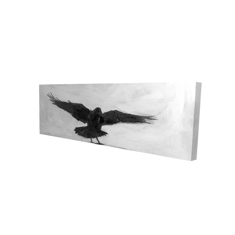Crow in Flight Black & White Canvas | Home Decor Wall Art