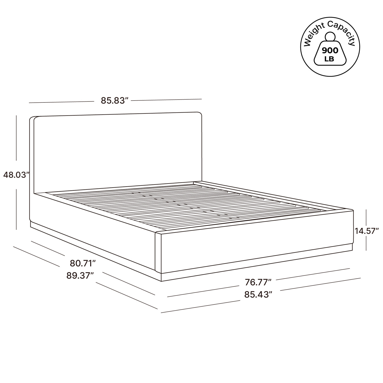 Grounded Upholstered Platform Bed, King, Navy