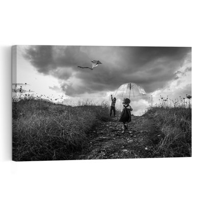 Childhood Kite Dreams Dreamy Whimsical Abstract Nature Landscape Wall Art Print