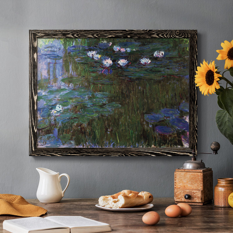 «Water Lillies # 3» par Claude Monet, reproduction sur toile, Noir, H 22 po x l 32 po x P 1,5 po