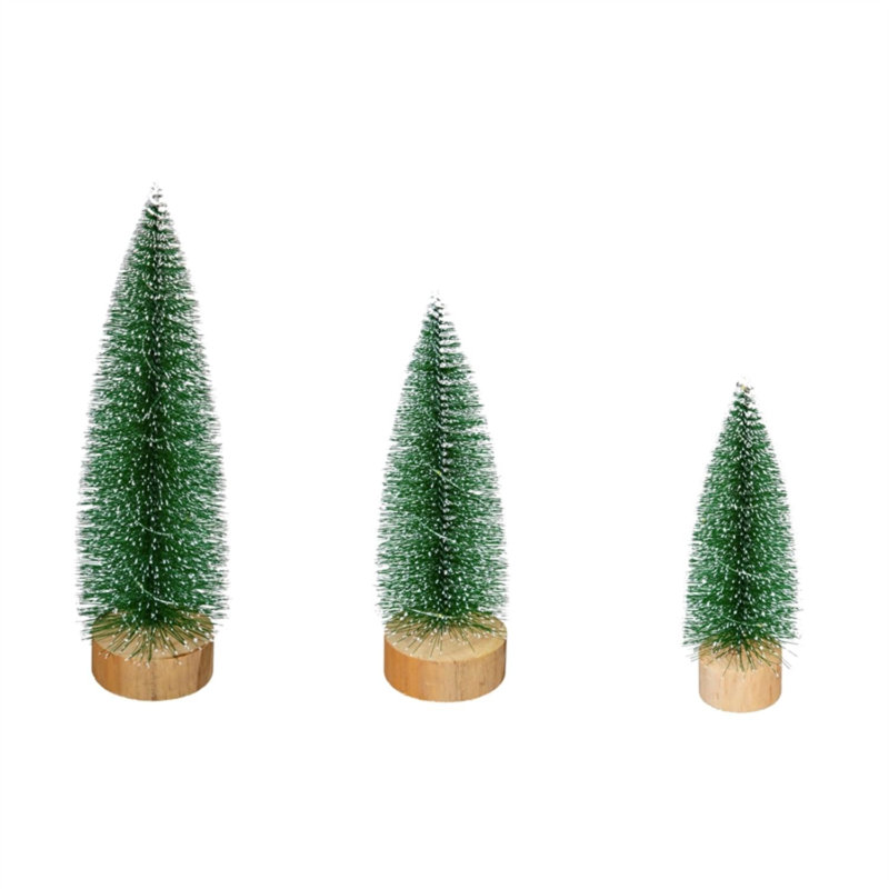 White Tipped Snow Covered LED Bottlebrush Trees, 3 Trees
