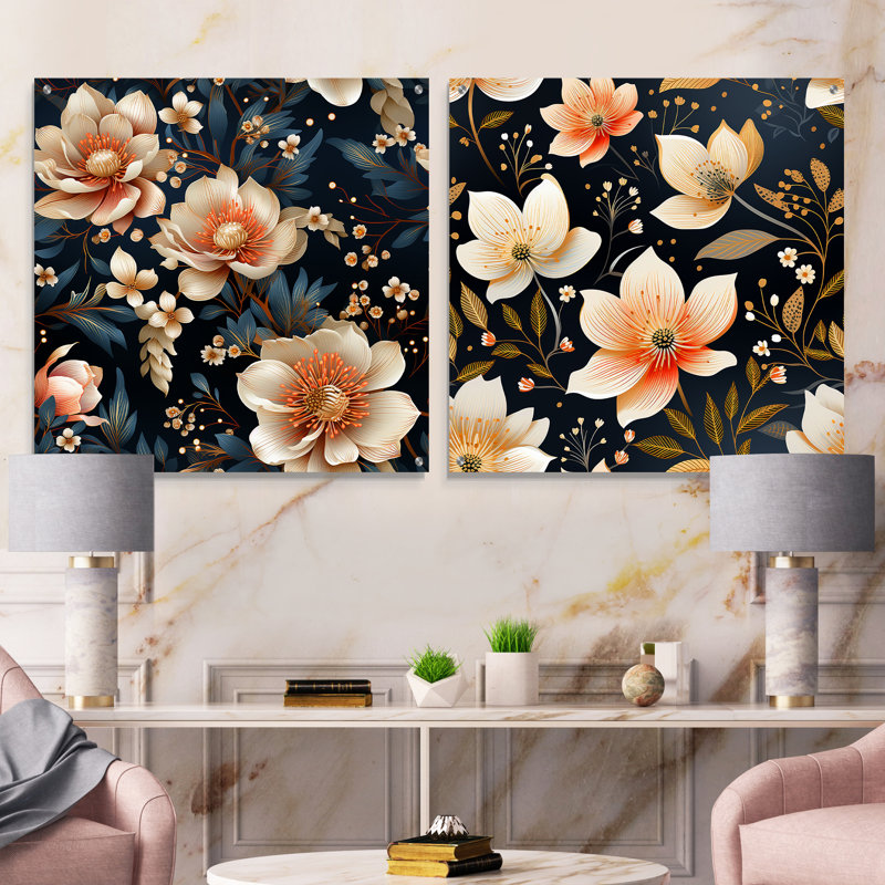 Bloomingdale - Ensemble de 2 art mural en verre acrylique, H 16 po x l 33 po