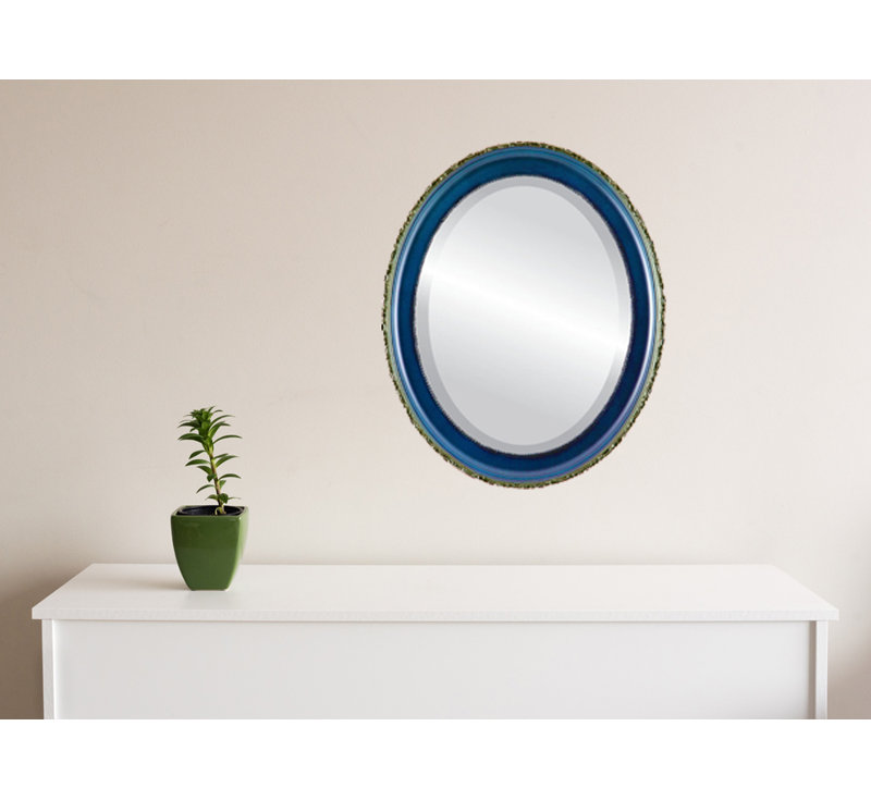 Miroir décoratif biseauté Reposa, H 42,63 po x l 32,63 po, Bleu royal