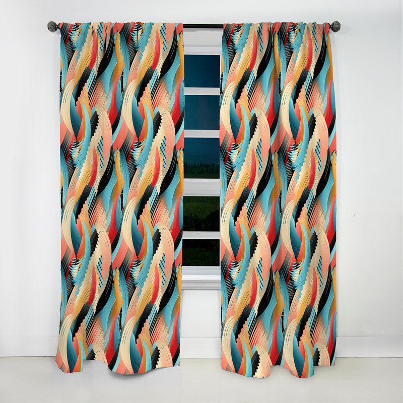 Motif à rayures colorées Boho Spirit - Rideau occultant géométrique abstrait - 1 panneau, L 52 po x L 84 po