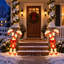 Décoration de Noël pré-éclairée en forme de canne de bonbon et d'arc rouge avec lumières DEL blanc chaud