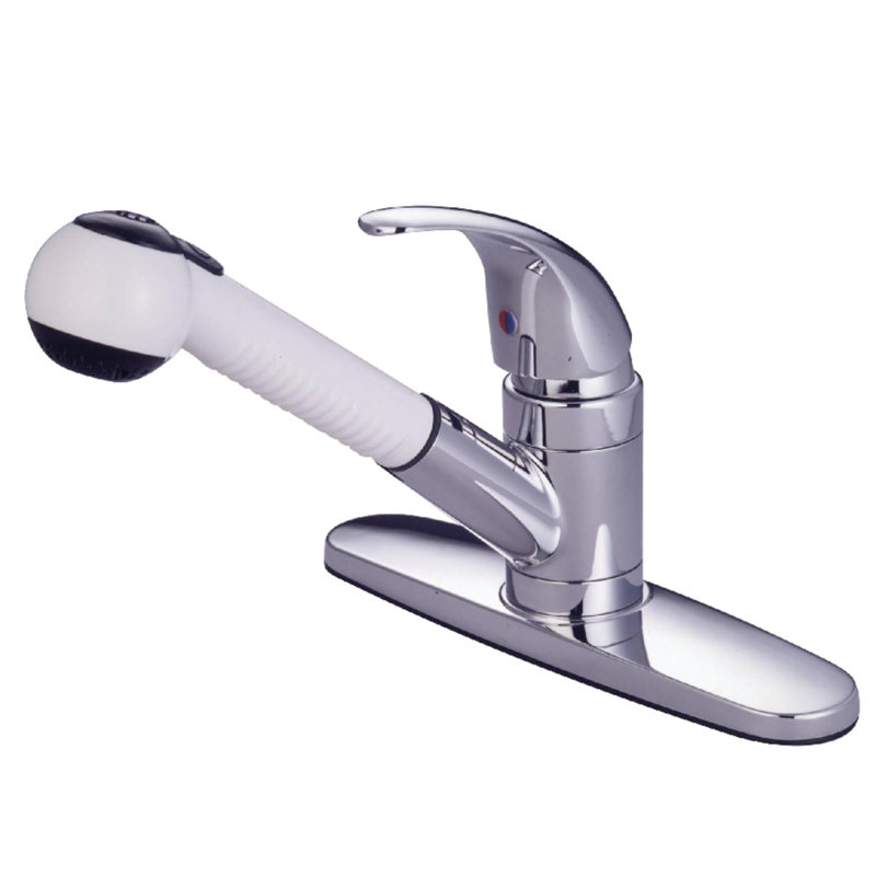 Kingston Brass Legacy Single-Handle 1-or-3 Hole Deck Mount Pull-Out Sprayer Kitchen Faucet