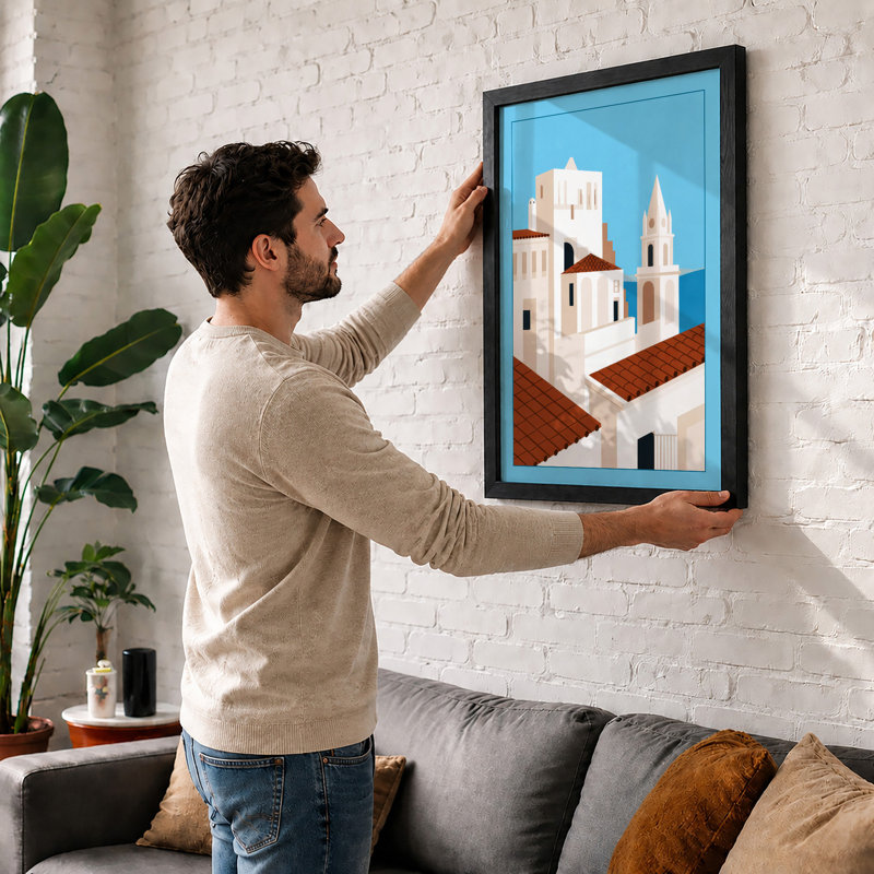 Mediterranean Monastery Minimalist - Print, Unframed, A1 - 84.1 x 59.4 cm