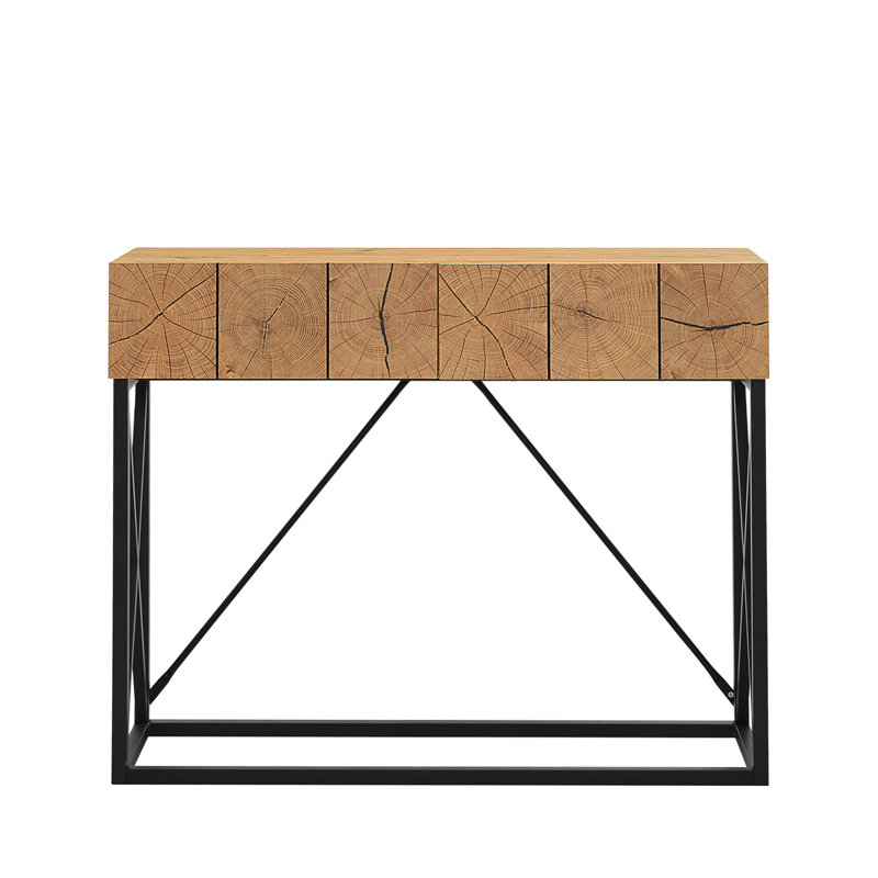 43" W Rustic Console Table with 2 Hidden Drawers