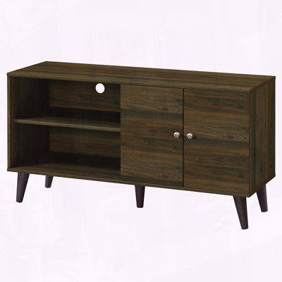 Mid-Century Modern TV Stand with Storage Cabinet for TVs up to 47.3" in Walnut
