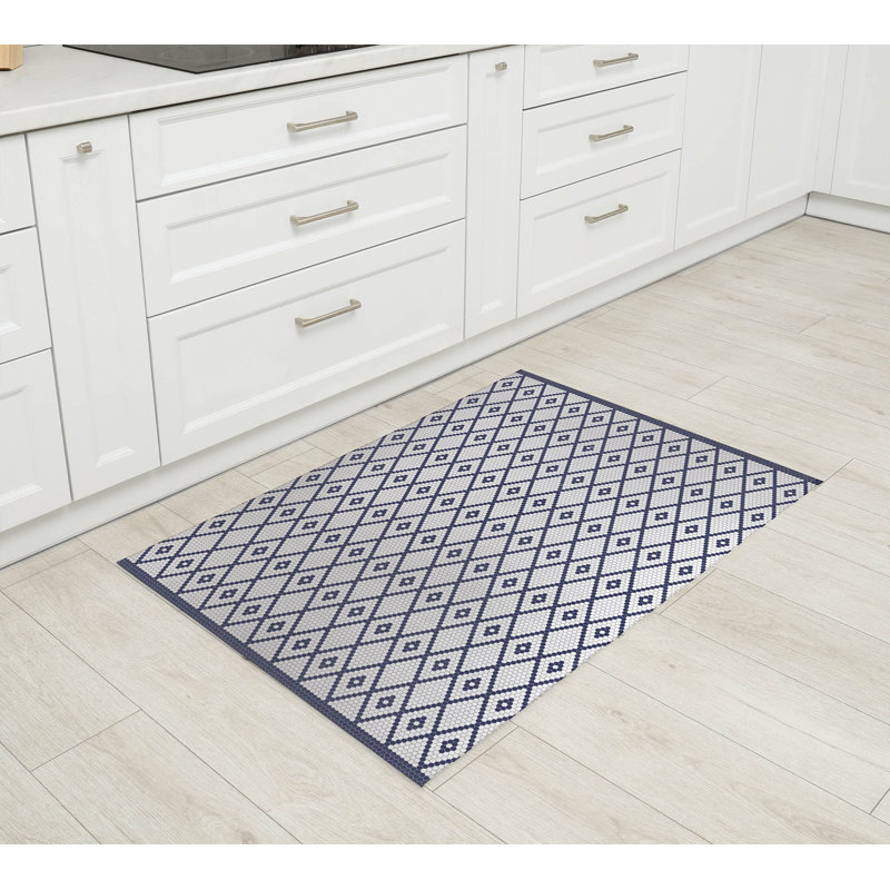 Tapis de cuisine Penny Tile Diamond, Marine, Rectangulaire 2 pi x 3 pi
