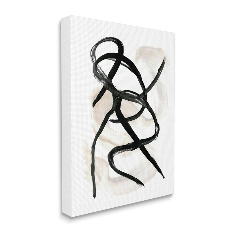 «Abstract Paint Strokes Layered Black Brown» par Daphne Polselli - impression d'art graphique, Toile tendue