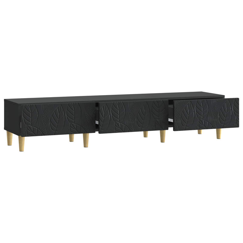 Unfinished TV Stand for TVs up to 65" with Fireplace Included, Black