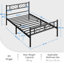Minimalist Metal Slatted Bed Platform with Arrow Design Headboard-101364230-101248772