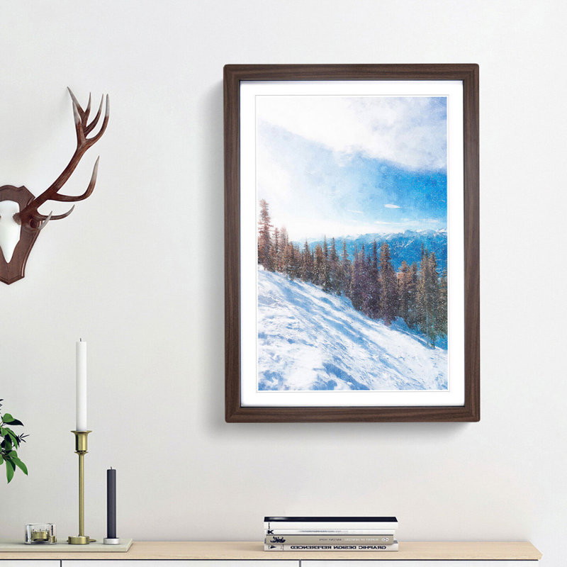 Revelstoke Mountain in Canada 1 Piece Single Picture Frame Wall Art on MDF, 33cm H x 24cm W x 2cm D, Walnut Framed
