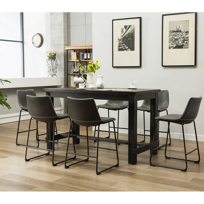 Ensemble de table de salle à manger 7 pièces pour les réunions de famille et les invités, avec un design peu encombrant et une fabrication durable