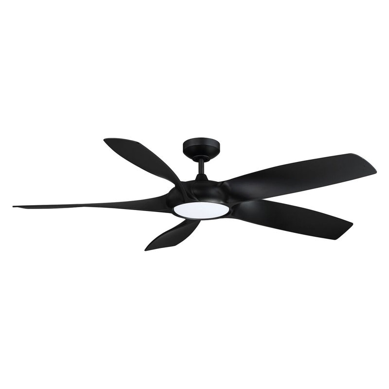 Ventilateur de plafond standard à DEL à 5 pales de 54 po avec télécommande et ensemble d'éclairage inclus Slinkard, Noir