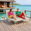 Chaise longue de patio pliante, ensemble de 2 chaises de bronzage avec trou pour le visage et table d'appoint