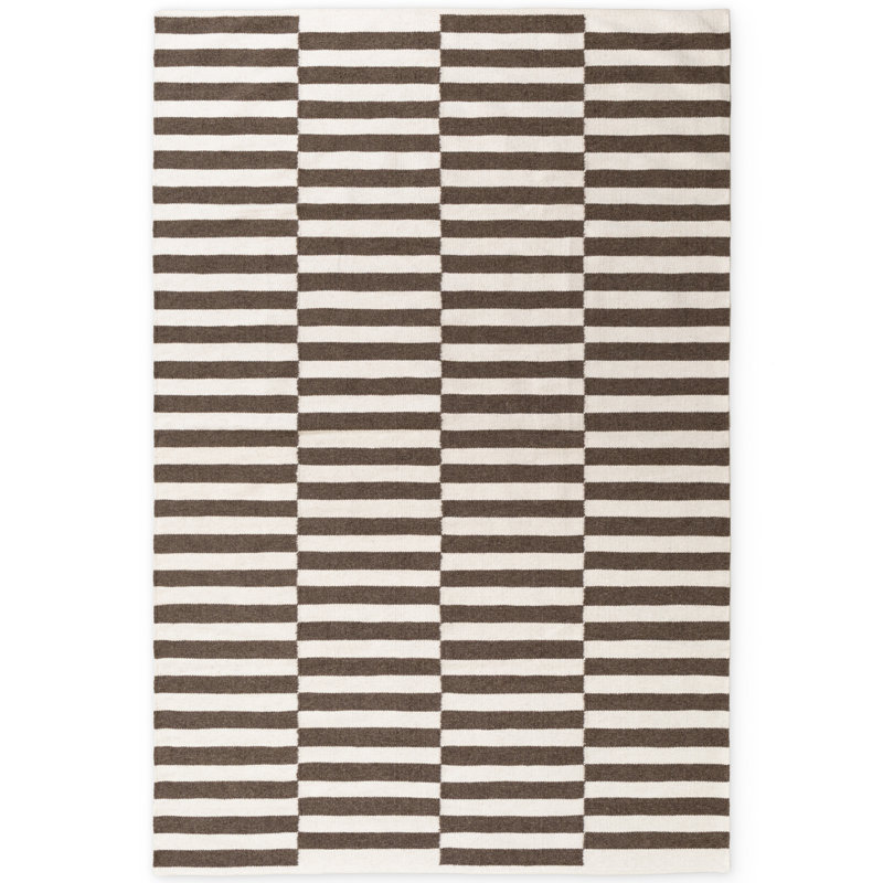 Woolen Rug Vika - Rug, Handwoven & Geometric Design, Stripes Rug for Living Room, Bedroom, Floor, Brown
