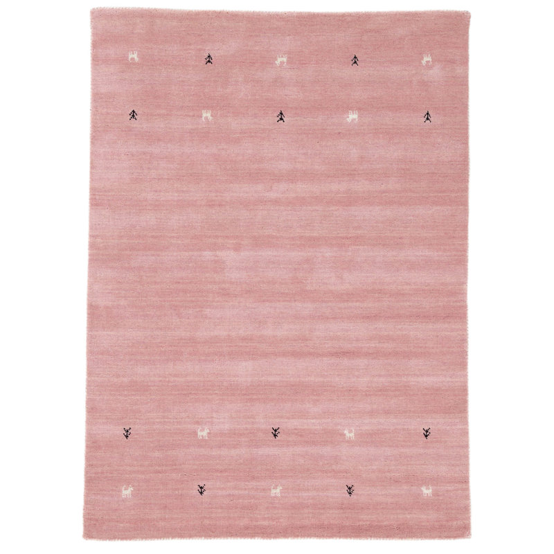 Handwoven Wool Gabbeh Uni Pink Rug, Rectangle 300 x 400cm