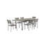  Ensemble repas d'extérieur 7 pièces avec table rectangulaire extensible Pangea Home Bella - Mobilier d'extérieur moderne avec chaises en corde à séchage rapide et plateau en verre trempé-1817232919