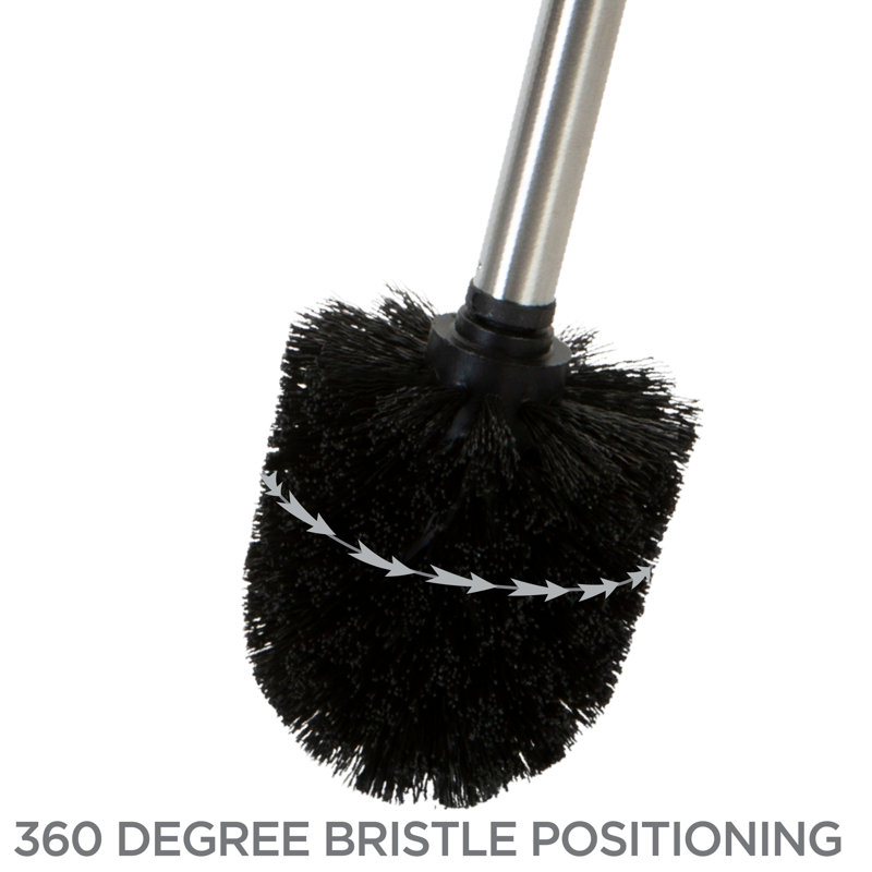 Terz Grey Stainless Steel Toilet Brush and Holder Set