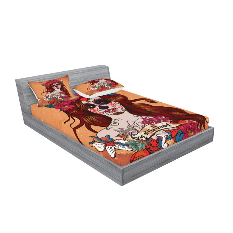 Ambesonne Colourful Fitted Sheet & Pillow Sham, Cinnamon Magenta Maroon, California King Sheet Set + 5 Additional pieces