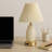 Double Glow Dual Light Rechargeable 3D Printed Bedside Lamp, Luminous Base & Pleated Fabric Shade LED Table Lamp, USB Cordless Nightstand Lamp