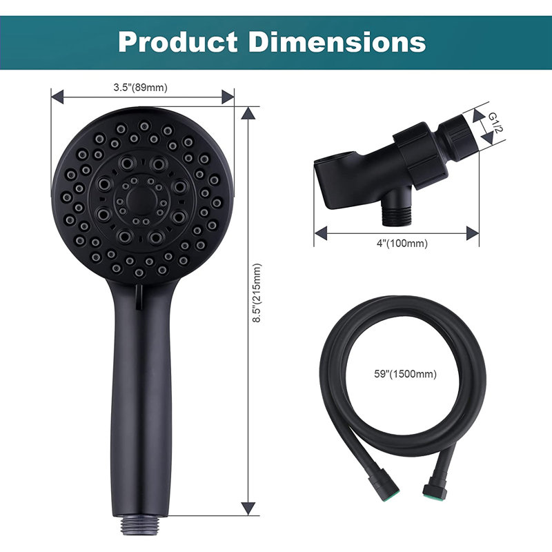 Handheld Shower Head 1.8 GPM GPM, Matte Black