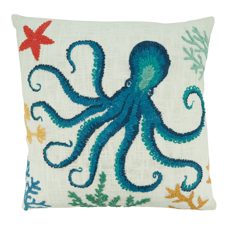Poseidon Collection Cotton Throw Pillow, Polyester/Polyfill