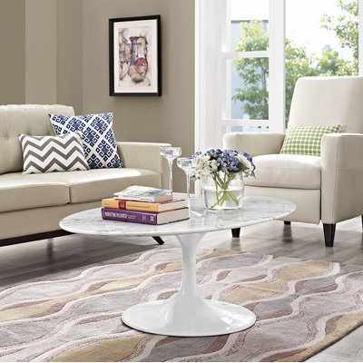 Modway Lippa 48" Oval Artificial Marble Coffee Table