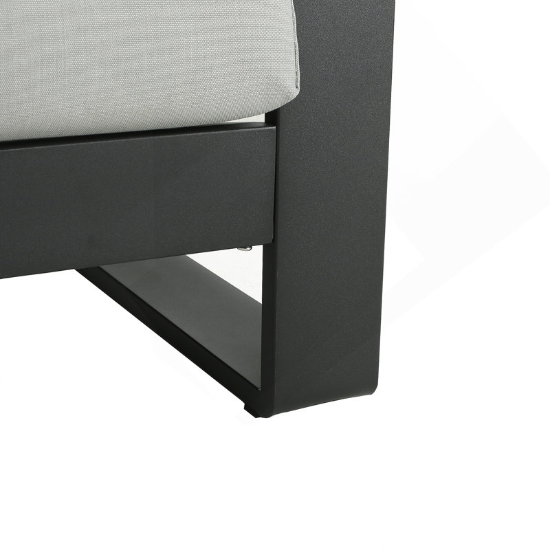 Chaise longue d'extérieur et d'intérieur en aluminium, structure à finition noire avec coussin gris, ensemble de 2