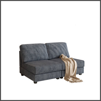 Double-seater Sofa, Made of Comfortable and Soft Corduroy Fabric, Suitable for Living Rooms, Dark Grey