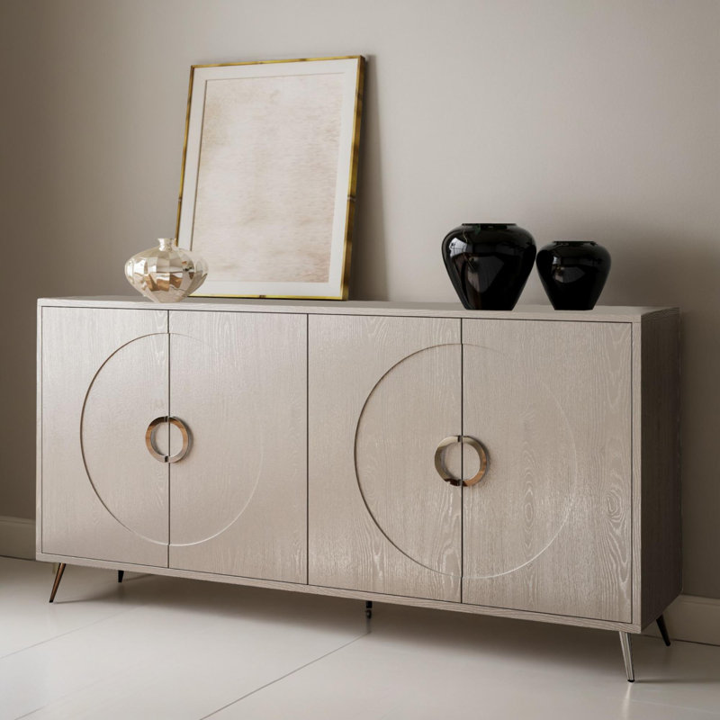 60" Console Table Entryway Sideboard for Hallway Living Room, Champagne/Silver