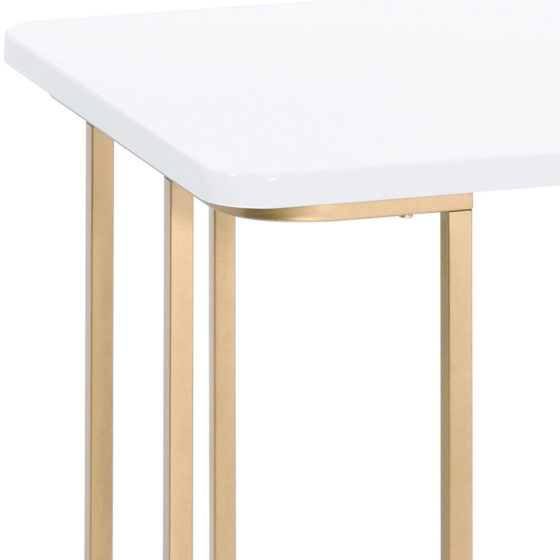 Bureau rectangulaire blanc et or - Spacieux et fonctionnel, idéal pour un espace de travail optimisé grâce à ses pieds en métal