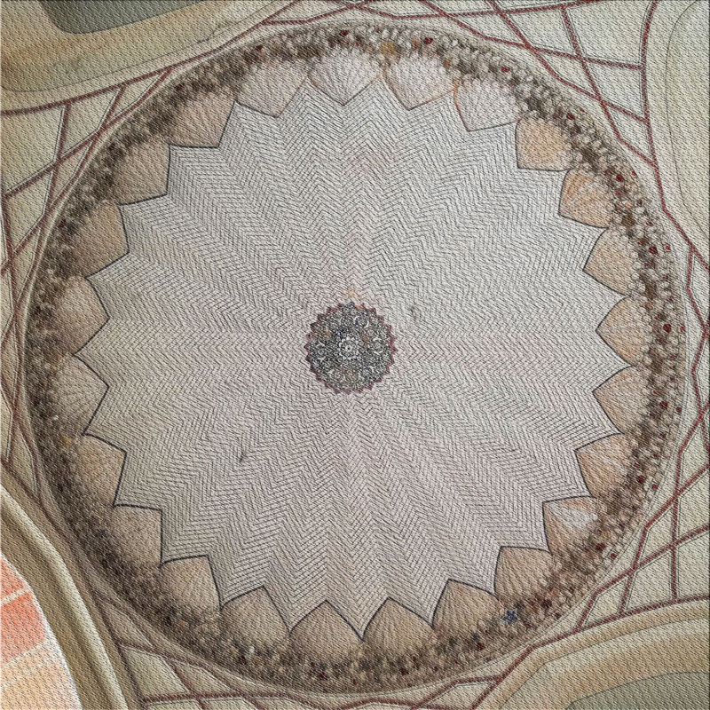 Tapis de zone verte à motif, Carré 7 pi