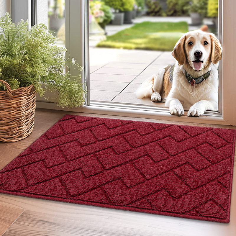 Dirt Trapper Non Slip Backing Washable Door Mat, 31.5*20, red