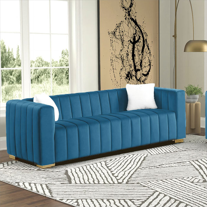 Mercer41 Clifford 87.01'' Velvet Sofa & Reviews | Wayfair