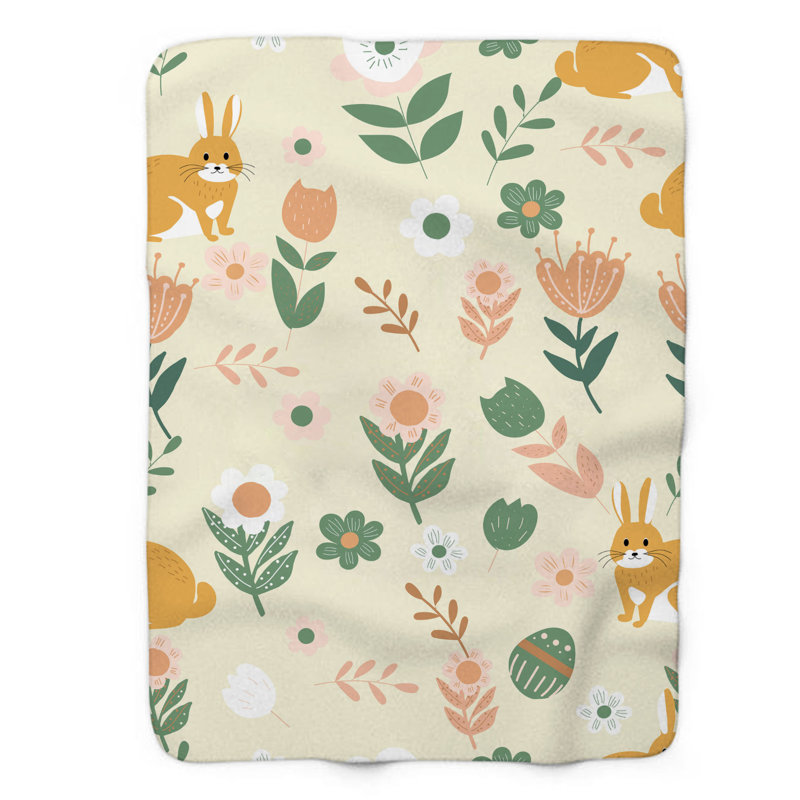 Floral lièvre - couverture de qualité supérieure 1 pièce, Lit simple