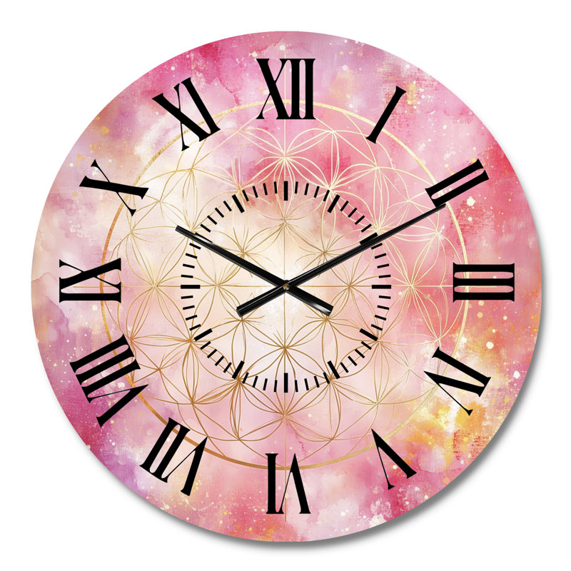 Horloge murale bohémienne rose Mandala rose Boho Glam Bloom II, Médium