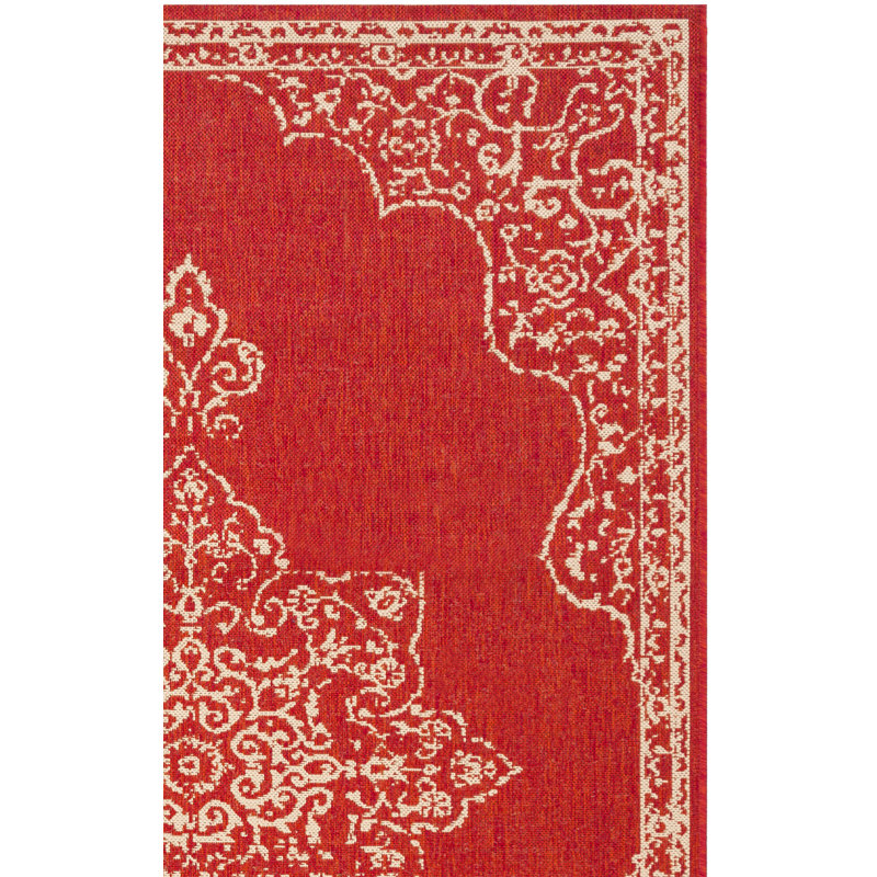 Danya Oriental Red/Cream Indoor / Outdoor Area Indoor/Outdoor Area Rug, Rectangle 3' x 5'