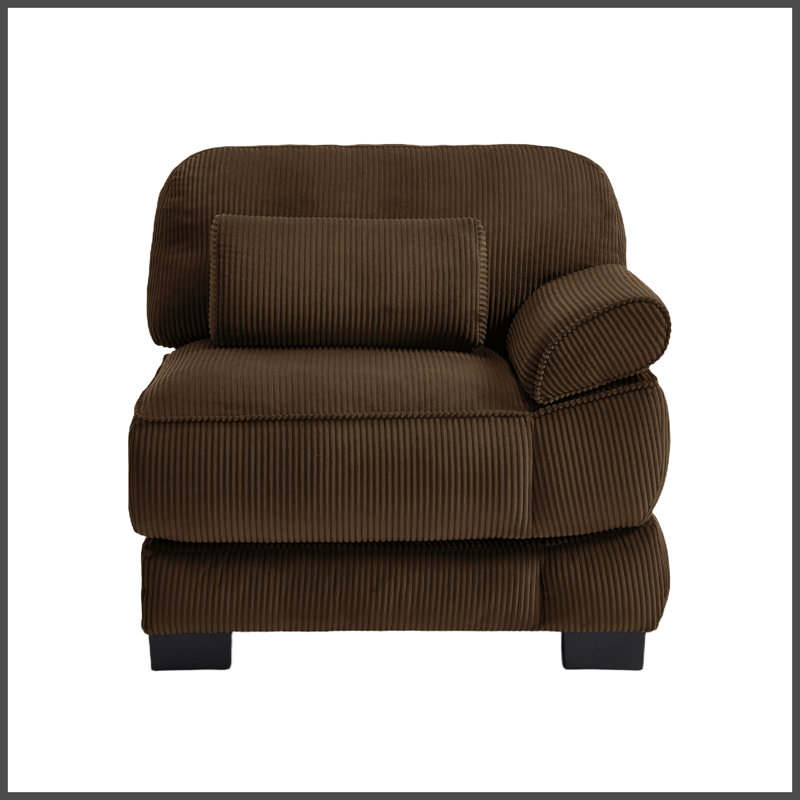 Canapé RSF en velours côtelé avec 1 coussin - brun, Orienté à droite, Brun