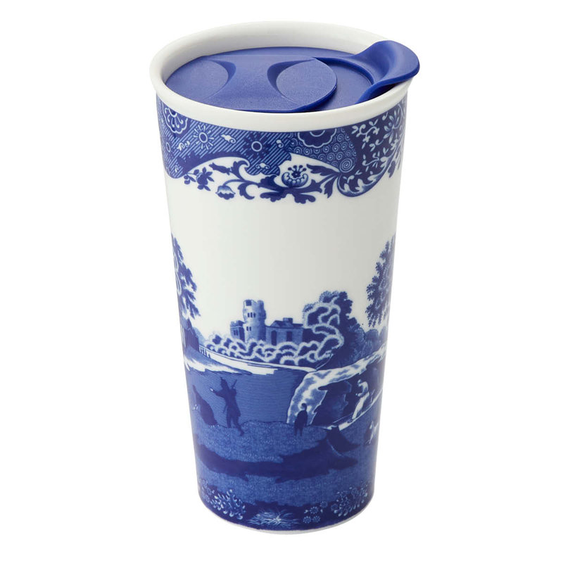 Tasse de voyage bleue Spode 12 oz