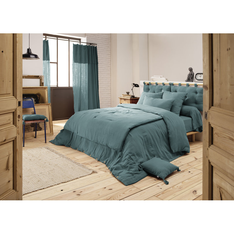 Knopp Cotton Solid Colour Duvet Cover, Blue, Super King Duvet Cover