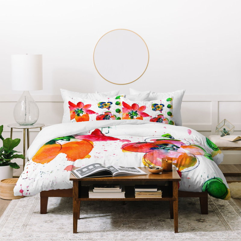 Laura Trevey Polyester Floral Duvet Cover, King Duvet Cover + 2 King Shams