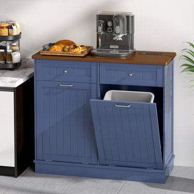 Havant Double Tilt Out 10 Gallon Trash Cabinet With Power Outlet