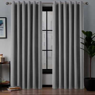 Blackout Linen Eyelet Curtains Set of 2 - Thermal Door & Window Panels