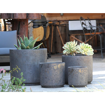 Pot de fleurs Redondo en grès, taille moyenne, lot de 4 - Intérieur/Extérieur