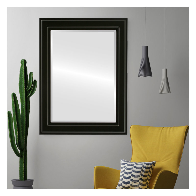 Arlinda Flat Wall Mirror, Matte Black, 19" H x 15" W