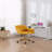 Modern Teddy Fabric Material Adjustable Height 360 Revolving Home Office Chair With Gold Metal Legs And Universal Wheel For Indoor, Yellow