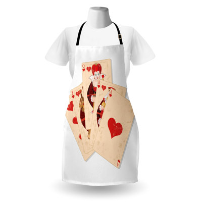 Ambesonne Alice in Wonderland Apron, Cooking Gardening, Adult Size, Brown Red and Ecru